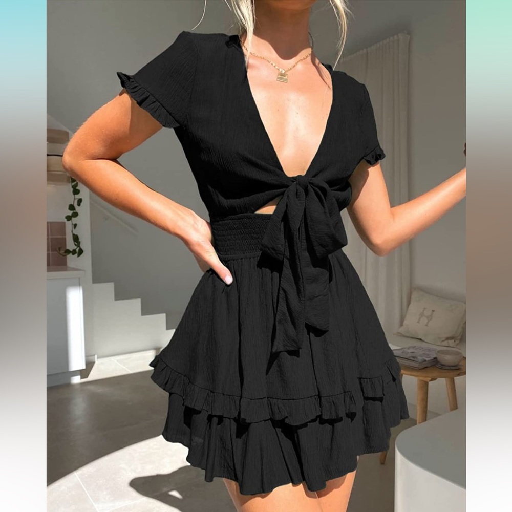 Black short swing mini dress